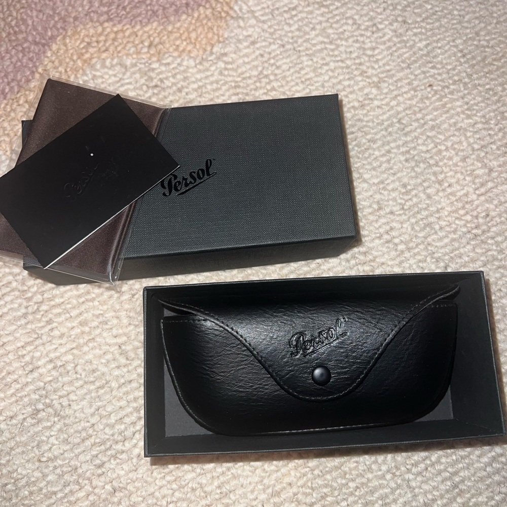 Persol Black Leather Eyewear Case